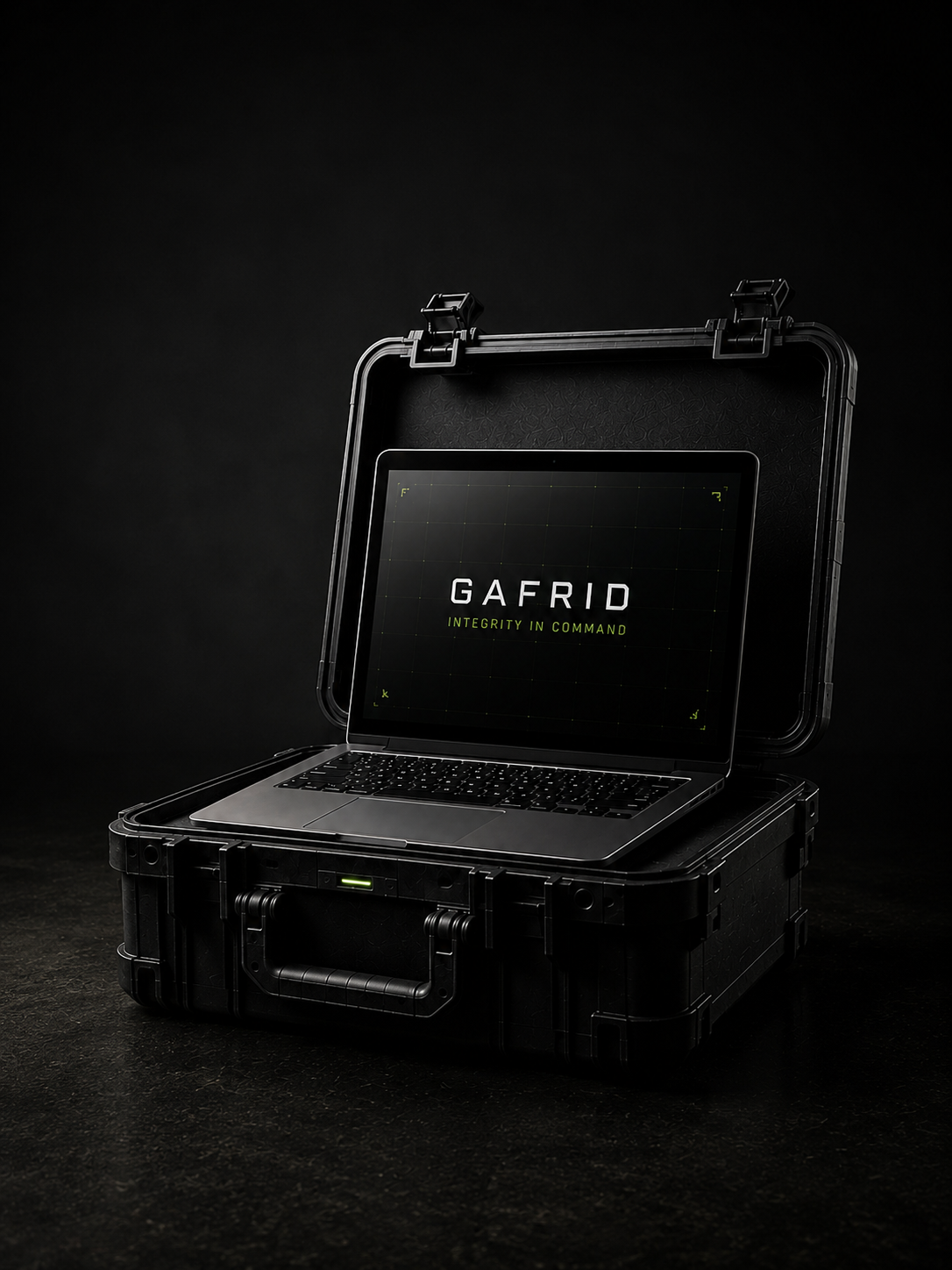 GAFRID hardened laptop case with Integrity in Command display